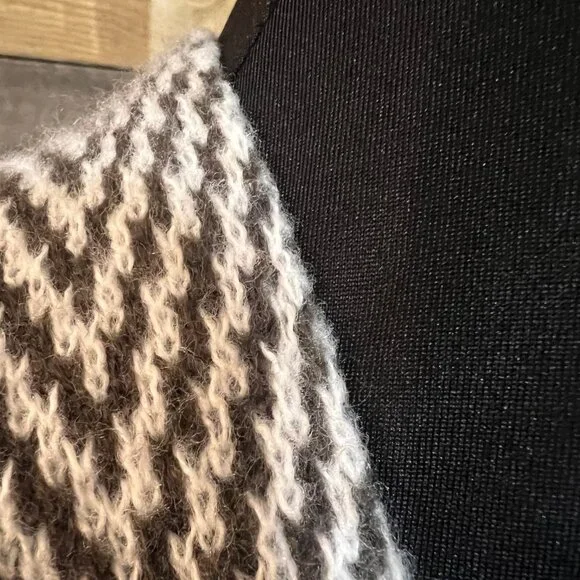 Emery Rose Long Open Cardigan Sweater Duster Brown and White Chevron Medium - Picture 5 of 13